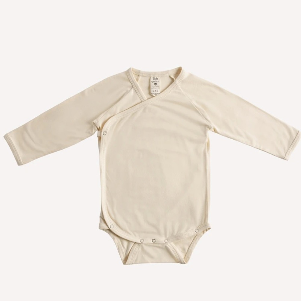 12-18 month - oatmeal - bamboo - LS kimono bodysuit - NWT